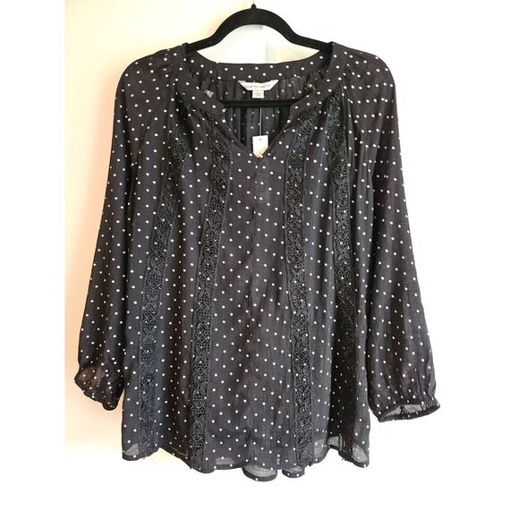Black & White Polka Dot Blouse by Counterpart - Size L - Picture 1 of 4